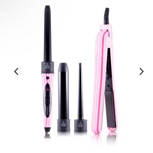 Royale USA Flat Iron/Curling Wand Duet Set - Pink Stripes